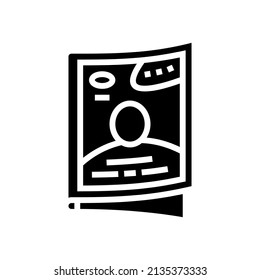 pulse el vector de icono de glifo. cartel de prensa de la revista. símbolo de contorno aislado ilustración negra