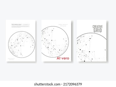 Magazine science. Vector brochure sphere concept. Network, modern mesh tech circles line. Connection cover catalog business