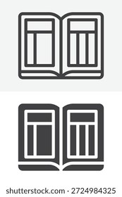 Magazin-Abschnitt-Symbol in verschiedenen Stil gesetzt. Linie, Umriss und einfarbiges Vektorsymbol mit bearbeitbarem Strich. Redaktionelle Zeichen und Symbol für Inhaltslayout-Symbol.
