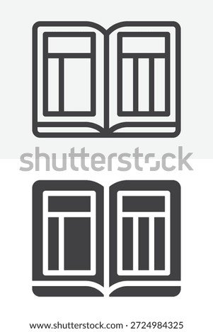 Magazine section icon set in different style. Line, outline and solid vector icon with editable stroke. Editorial sign and symbol for content layout icon.
