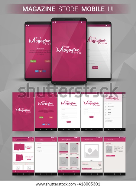 Magazine Store Material Design Ui Ux Stock Vector Royalty Free