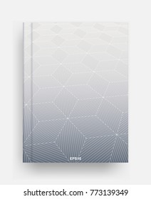Magazine template background with cover of halftone geometric wireframe pattern  background. Vector illustration.