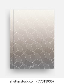 Magazine template background with cover of halftone geometric wireframe pattern  background. Vector illustration.