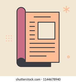 Magazine. Unique and creative illustration. Flat design thin line style. Usage for e-mail newsletters, web banners, headers, blog posts, print and more.