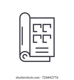 magazine vector line icon, sign, illustration on background, editable strokes