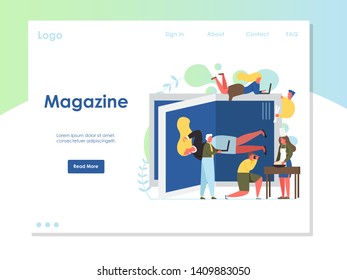 Magazine vector website landing page design template