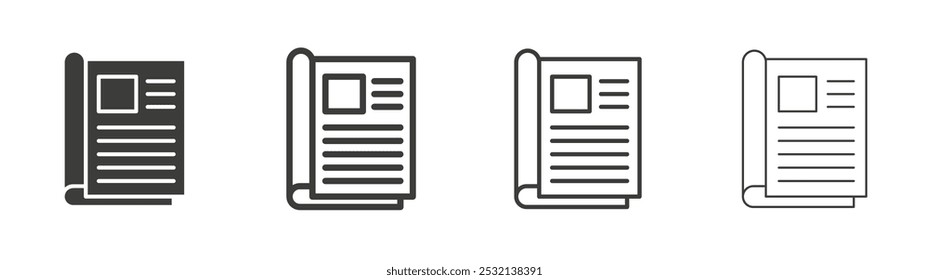 Ícone Revistas em tamanhos de preenchimento e três traçados