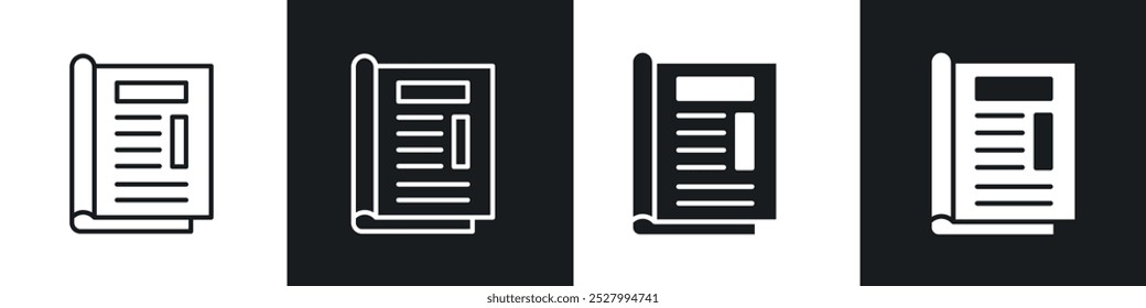 Magazines icon vector icon set black filled and outlined style.