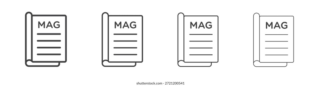 Ícones de revistas para design gráfico e web.