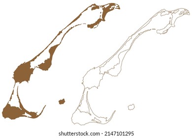 Magdalen Islands (Canada, Quebec Province, North America, Gulf of Saint Lawrence) map vector illustration, scribble sketch Iles de la Madeleine Menagoesenog map