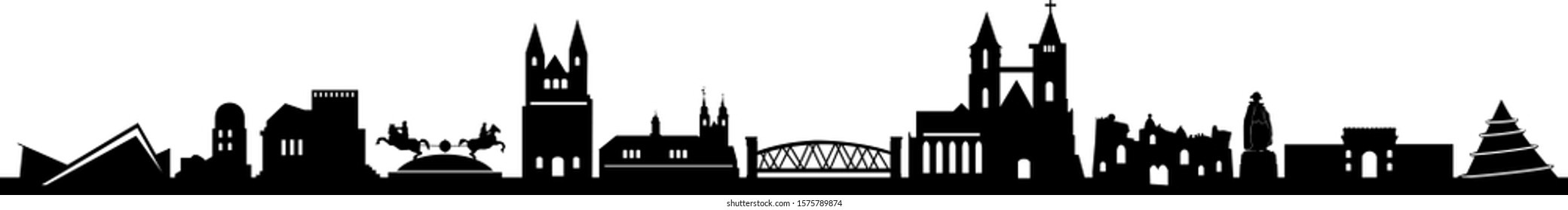 Magdeburg City Skyline Vector Silhouette