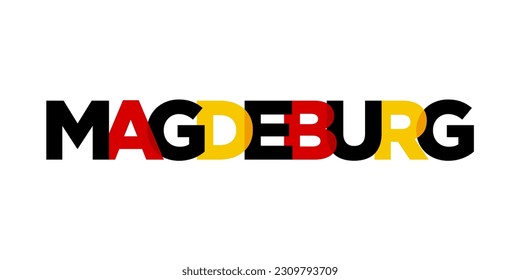 Magdeburg Deutschland, modern and creative vector illustration design featuring the city of Germany as a graphic symbol and text element, set against a white background