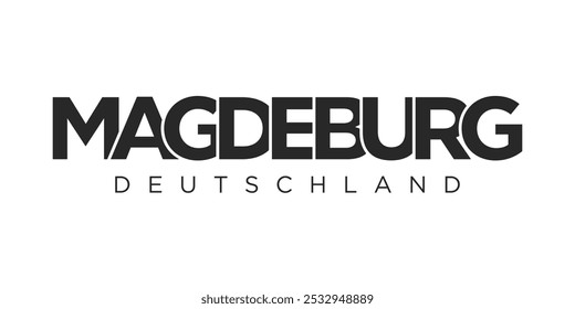 Magdeburg Deutschland, modern and creative vector illustration design featuring the city of Germany as a graphic symbol and text element