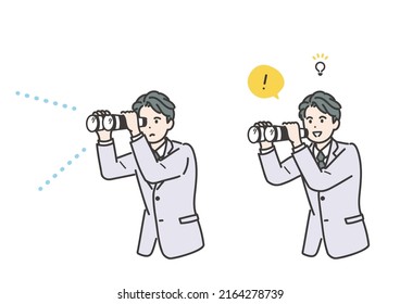 mage illustration of a male consultant doing research. vector.