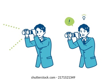 mage illustration of a male consultant doing research. vector.