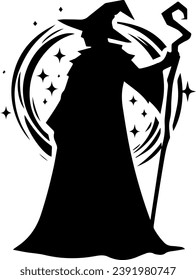 Mage Silhouette Vector Wizard Silhouette