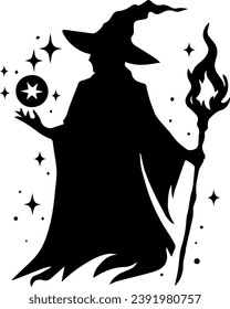 Mage Silhouette Vector Wizard Silhouette