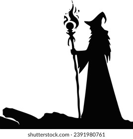 Mage Silhouette Vector Wizard Silhouette