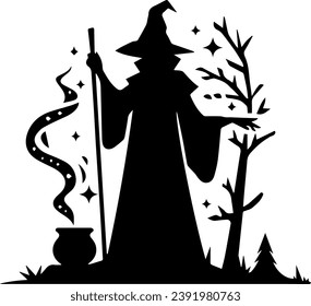 Mage Silhouette Vector Wizard Silhouette