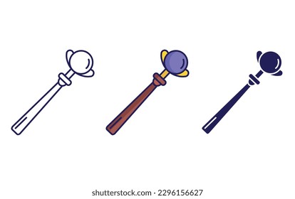 Mage stick line and solid illustration icon