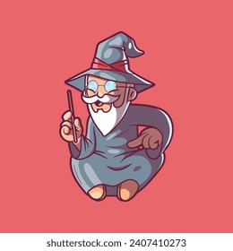 Mage tech floating vector illustration. Brand, mascot, tech design concept.