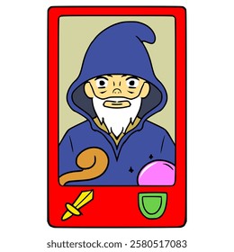 mage trading card game illustration hand drawn isolated vector