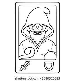 mage trading card game illustration hand drawn outline vector