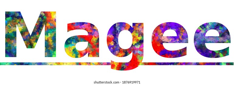 Magee. Colorful typography text banner. Vector the word magee design. Can be used to logo, card, poster, heading and beautiful title