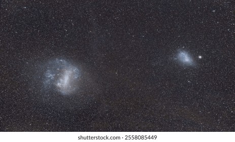 Magellanic clouds. Two irregular dwarf galaxies located in the southern hemisphere of the sky.