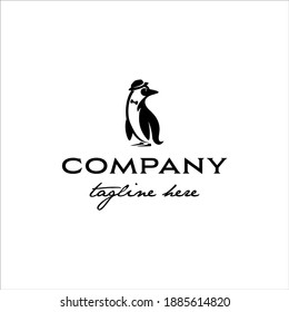 Magellanic penguin with hat and bow tie in simple design