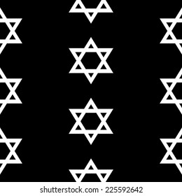 Magen David seamless pattern on black background. Vector illustration.