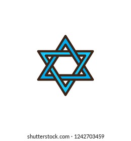 Magen david star filled outline icon, line vector sign, linear colorful pictogram isolated on white. Judaism symbol, logo illustration. Pixel perfect vector graphics