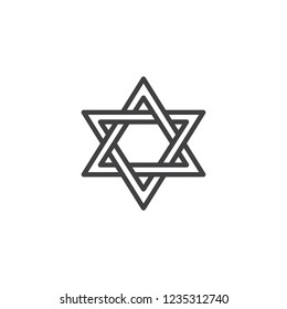 Magen david star outline icon. linear style sign for mobile concept and web design. Jewish star simple line vector icon. Judaism religion symbol, logo illustration. Pixel perfect vector graphics