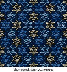 Magen David star seamless. Jewish Israeli symbol pattern for Hanukkah