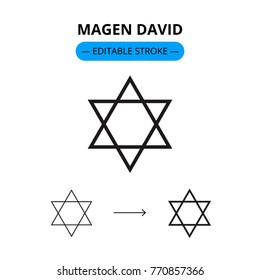 Magen David vector line icon with editable stroke