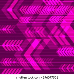 Magenta abstract arrows background. Vector illustration.