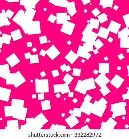 Magenta abstract background with seamless random white squares for design concepts, posters, banners, web, presentations and prints. Vector illustration.