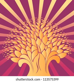 Magenta background with abstract yellow tree