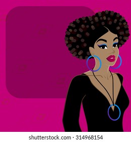 Magenta background with dark-skinned woman (EPS10); jpg version also available