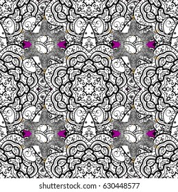 Magenta background. Vector doodle sketch pattern, graphic illustration. Abstract geometric floral seamless background. Magenta seamless pattern. Tribal ethnic ornate decoration, lace repeating texture