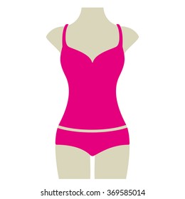 Magenta Bikini Summer Vector Icon Button