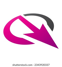 Magenta and Black Arrow Shaped Letter Q Icon on a White Background