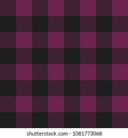 Magenta and Black Buffalo Check Plaid Seamless Pattern - Classic style magenta and black buffalo check flannel plaid seamless pattern