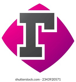 Magenta and Black Bulged Square Shaped Letter R Icon on a White Background