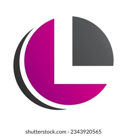 Magenta and Black Circle Shaped Letter L Icon on a White Background