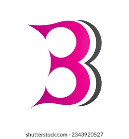 Magenta and Black Curvy Letter B Icon Resembling Number 3 on a White Background