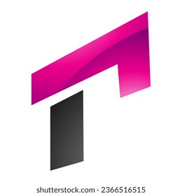 Letra rectangular brillante magenta y negra icono R sobre fondo blanco