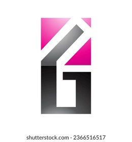 Magenta and Black Glossy Rectangular Letter G or Number 6 Icon on a White Background