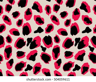 magenta and black leopard pattern. Leopard skin texture. seamless