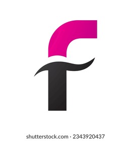 Magenta and Black Letter F Icon with Spiky Waves on a White Background
